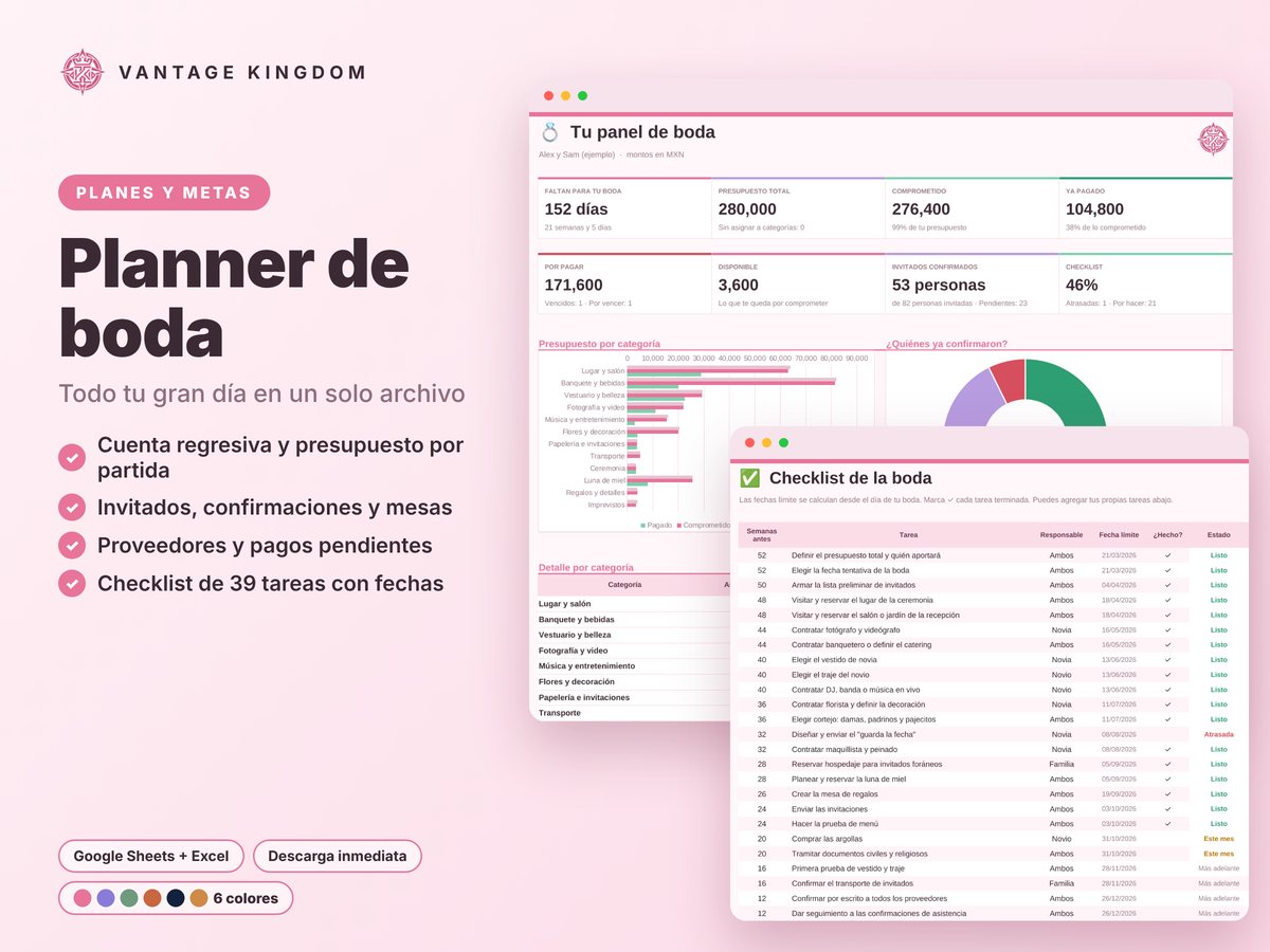 Portada de la plantilla Planner de boda