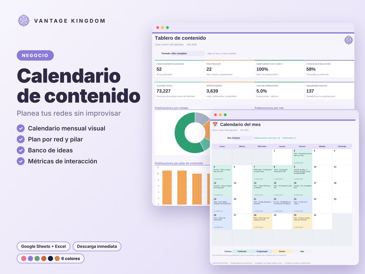 Portada de la plantilla Calendario de contenido